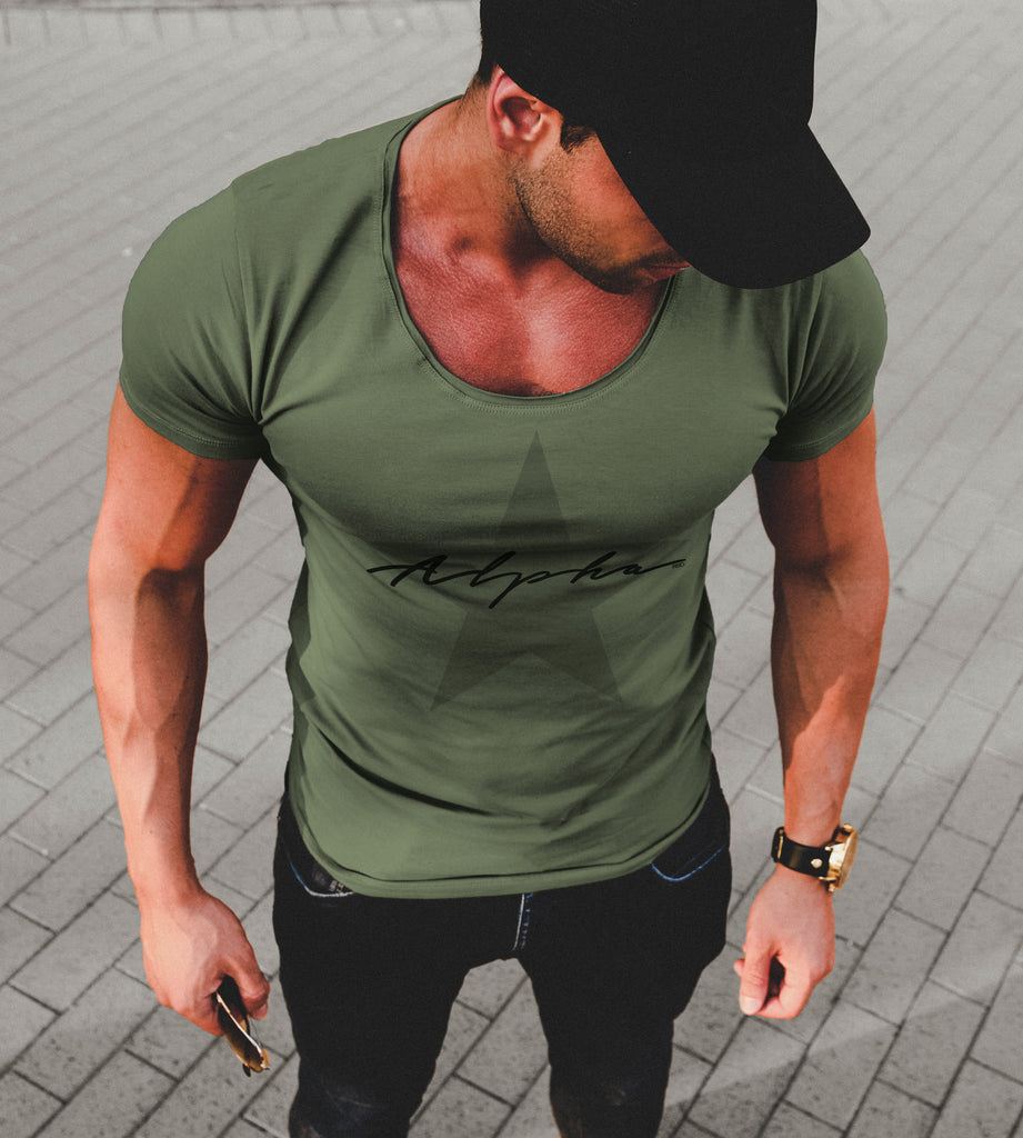 scoop neck mens tee