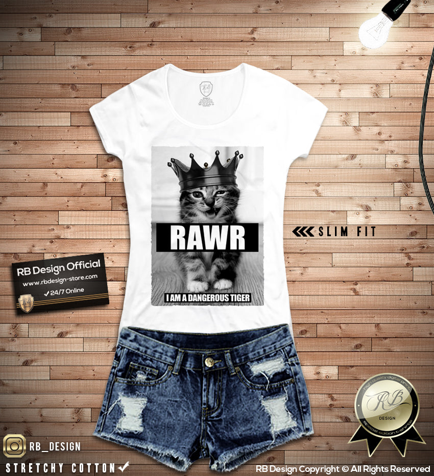 RAWR I Am a Dangerous Tiger Women's Cat T-shirt WD08 – RB Design Store