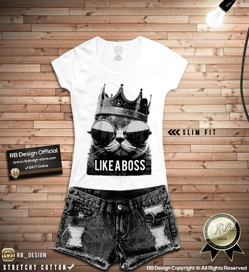 Like a Boss Womens T-shirt Trendy Cat Lover Tank Top WD151