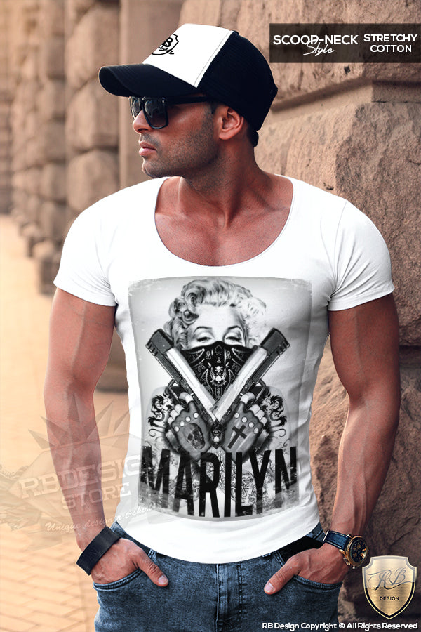 Marilyn Guns Mens T-shirt Movie Star Gangsta Girl MD255