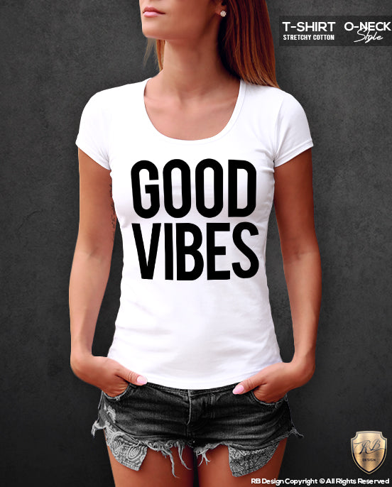 good vibes printed womens t-shirts