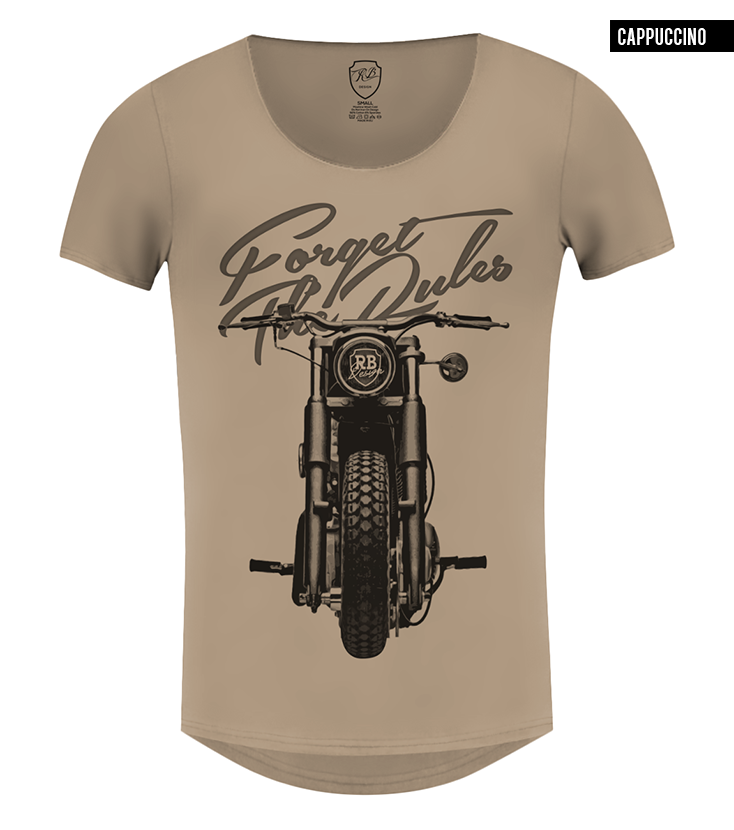 beige motorcycle graphic t-shirt