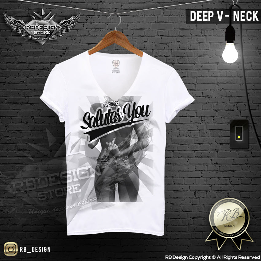 mens deep v neck fashion tees sexy girls middle finger