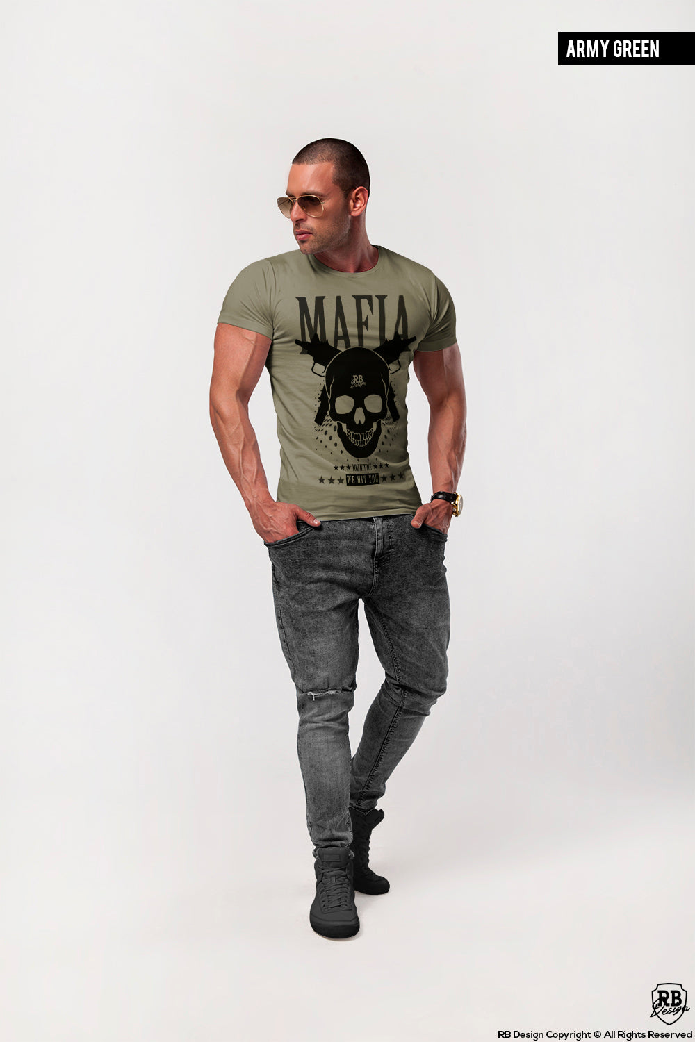 Luxury Premium Quality Men's T-shirt "MAFIA" Fashion Scoop Neck Tee / Color Option / MD627