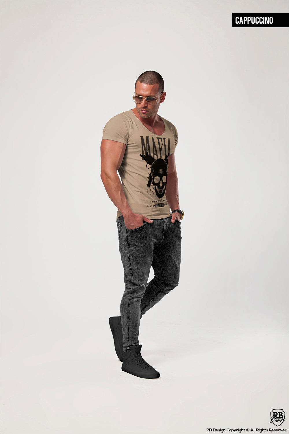 Luxury Premium Quality Men's T-shirt "MAFIA" Fashion Scoop Neck Tee / Color Option / MD627