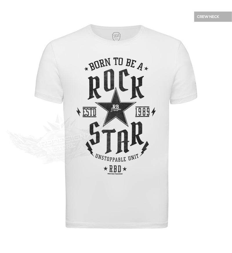 Mens White T-shirt Born To Be a Rock Star MD873 – RB Design Store