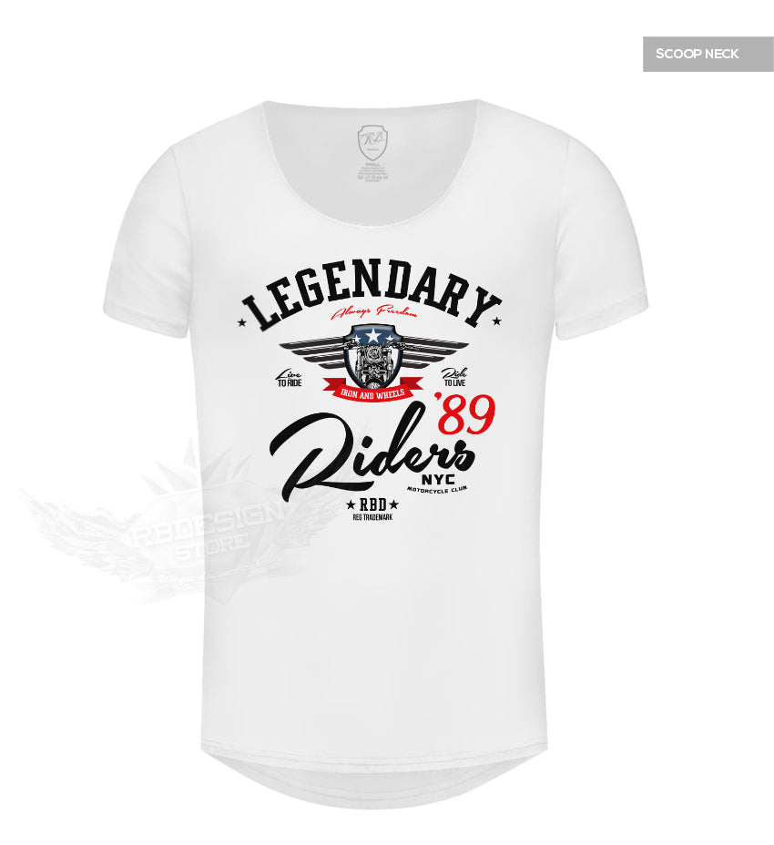 Men's White T-shirt Legendary Riders NYC Motorcycle Club MD876