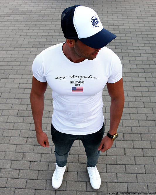 Casual Men's T-shirt Los Angeles US FLag Street Fashion Tee MD917