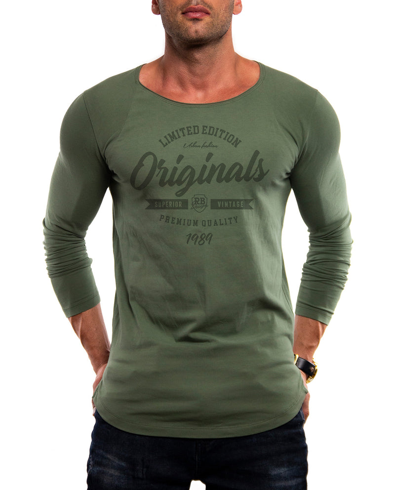 Muscle Fit Mens Long Sleeve T Shirts Street Style Urban Fashion Tee