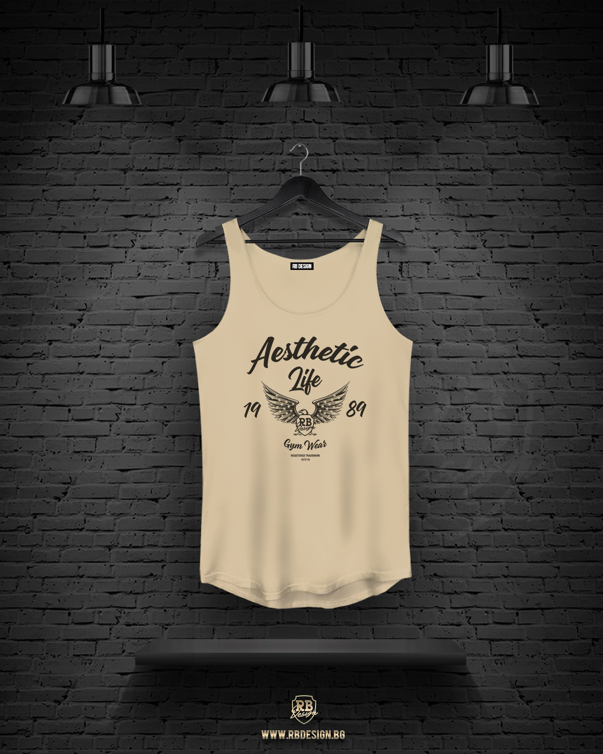 Men's Beige Tank Top "Aesthetic Life" MD993