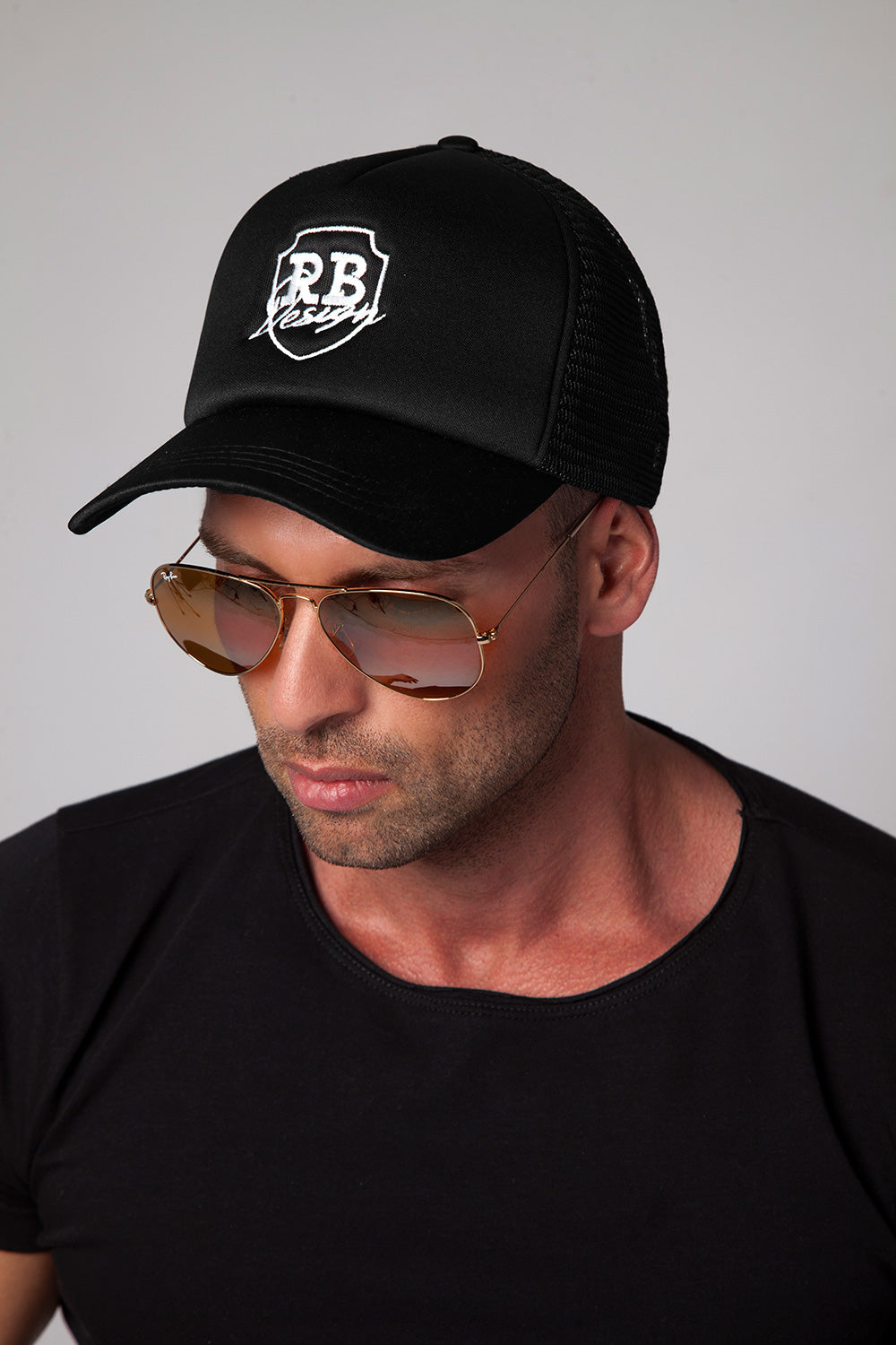 Stylish Black Hat RB Design Embroidered White Logo Unisex – RB Design Store